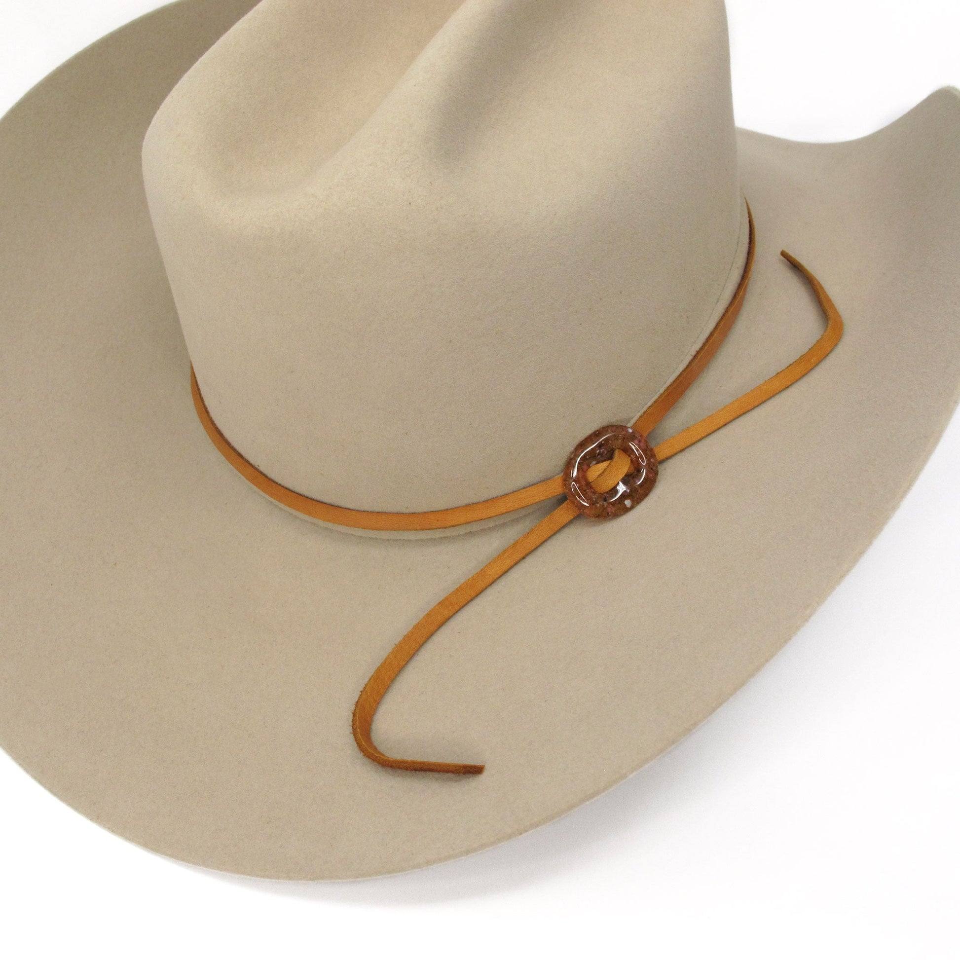 Katie Kismet Stone Lariat Bolo Tie in Amber for men and women as hat band on hat